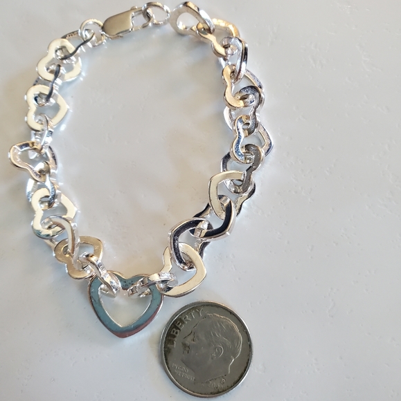 Silver Tone Hearts Link Bracelet - Picture 2 of 7